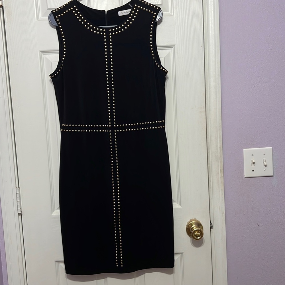 Calvin Klein Sz 8 Gold Embellished Dress
